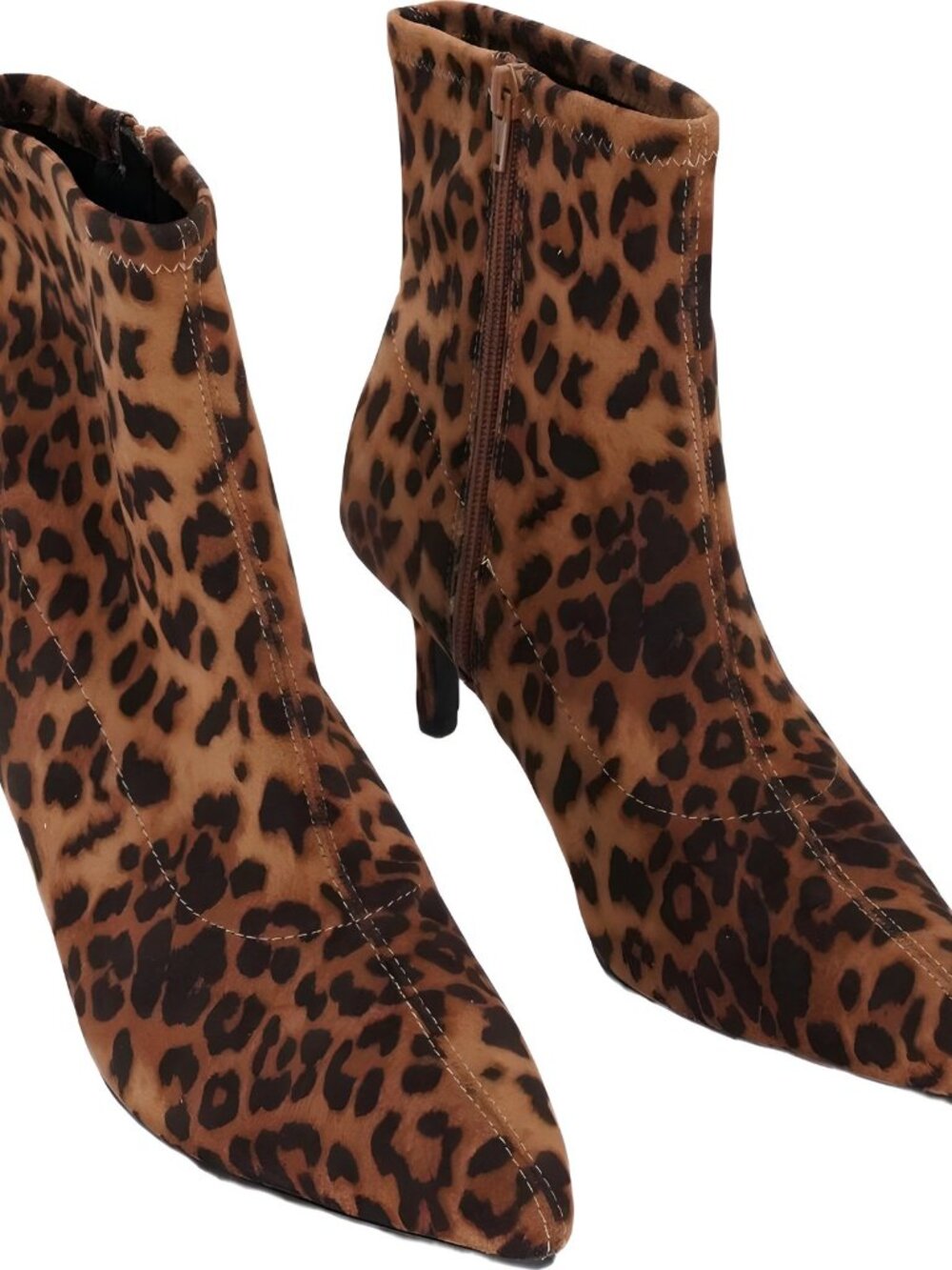 Wild Pair Women's Mannon Pointed Toe Heeled Booties Leopard Size 8M